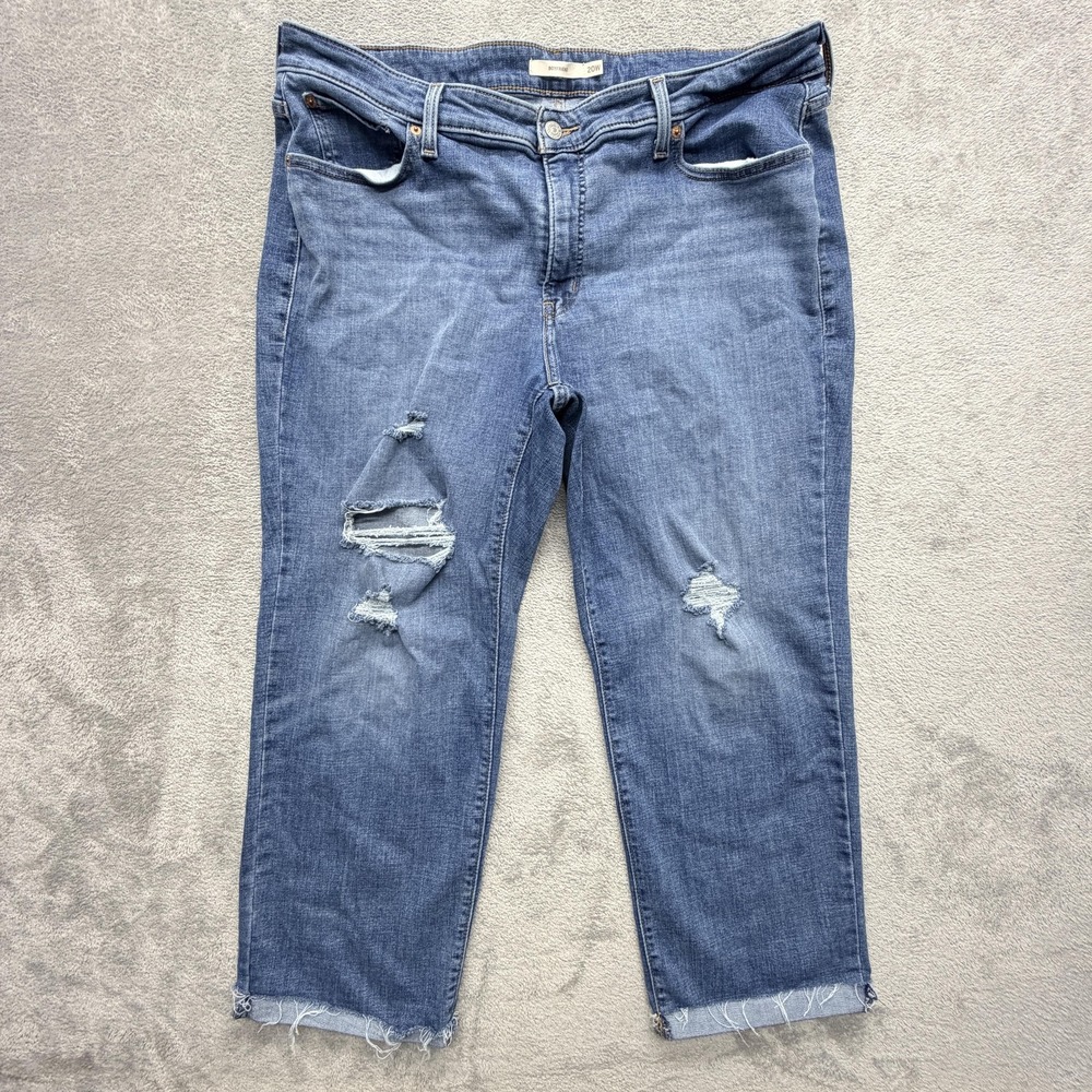 Levi's Boyfriend Jeans Womens 20W Blue Relaxed Mid Rise Distressed